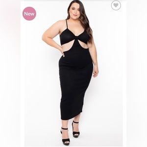 Curvy Sense Ribbed Cut Out Dress